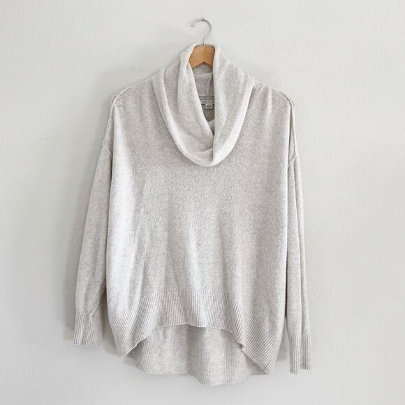 American Eagle Outfitters Slouchy Oversized Cowl Neck Neutral Cream Sweater S - Picture 1 of 6